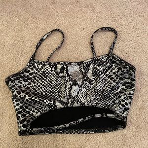 super cropped metallic snake skin